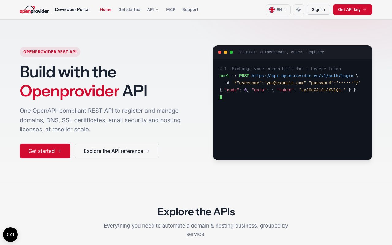 The Openprovider developer portal