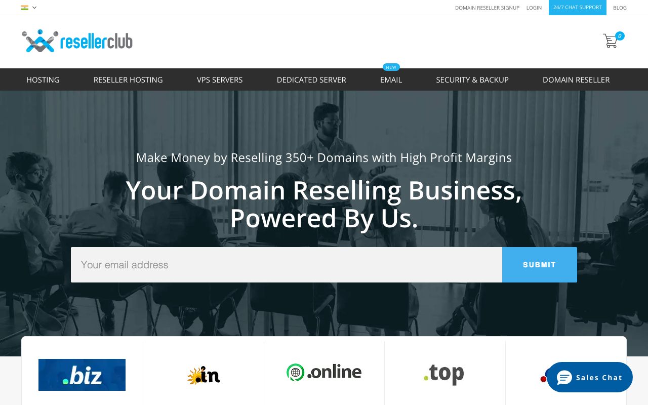 The ResellerClub home page